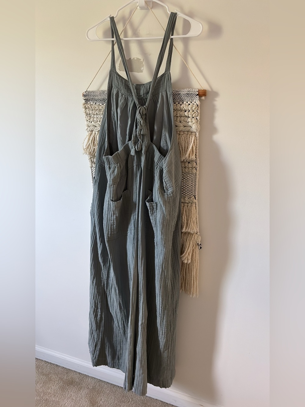 Natural Life Dakota Cotton Gauze Tie Overalls Jumpsuit Sage Green Size XL - Picture 4 of 5